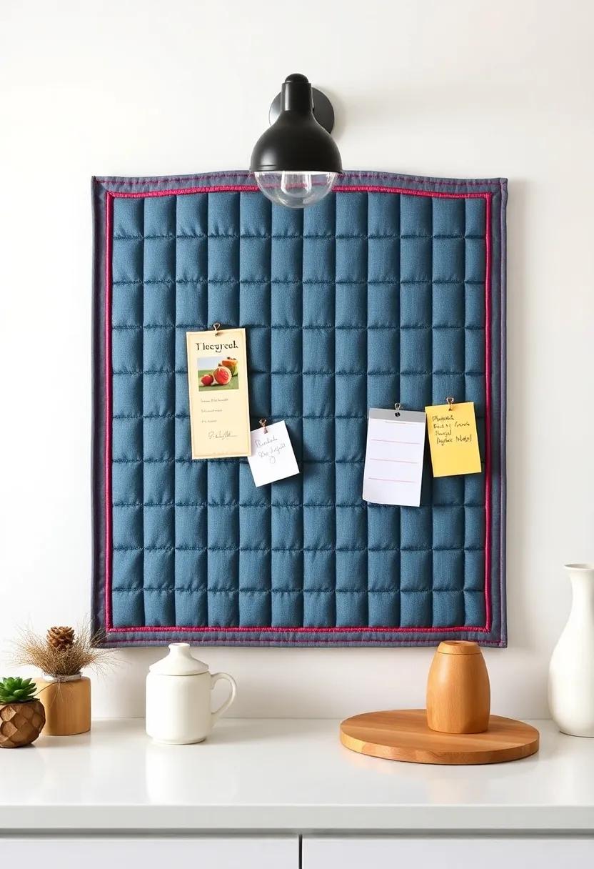 Quilted Board: Add a colorful pinboard or magnetic board to display recipes, notes, or photos that add a personal touch