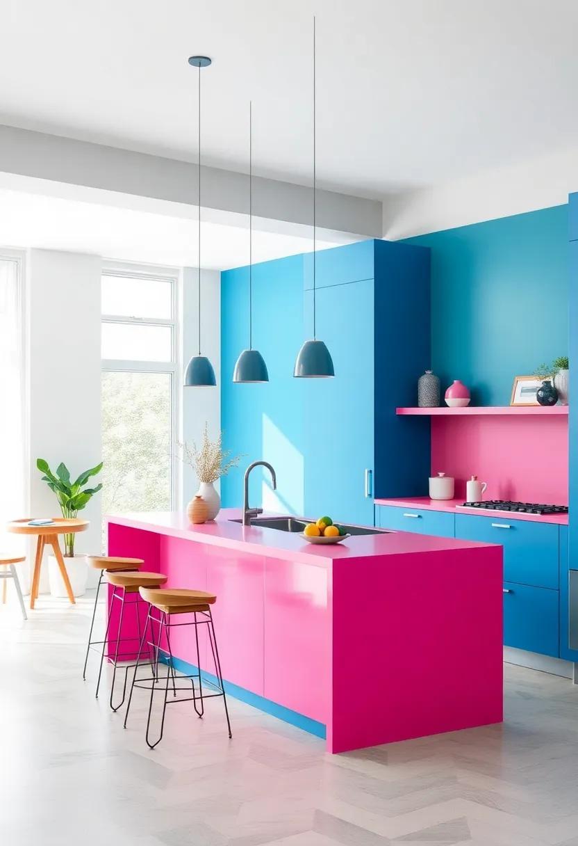 vibrant kitchen Islands: Design a striking kitchen island in a standout color to create an inviting focal point for gatherings