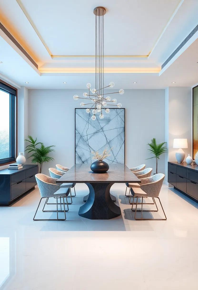 Luxury Essentials Elevating Dining with High-End​ Finishes and Unique ⁢Sculptural Elements