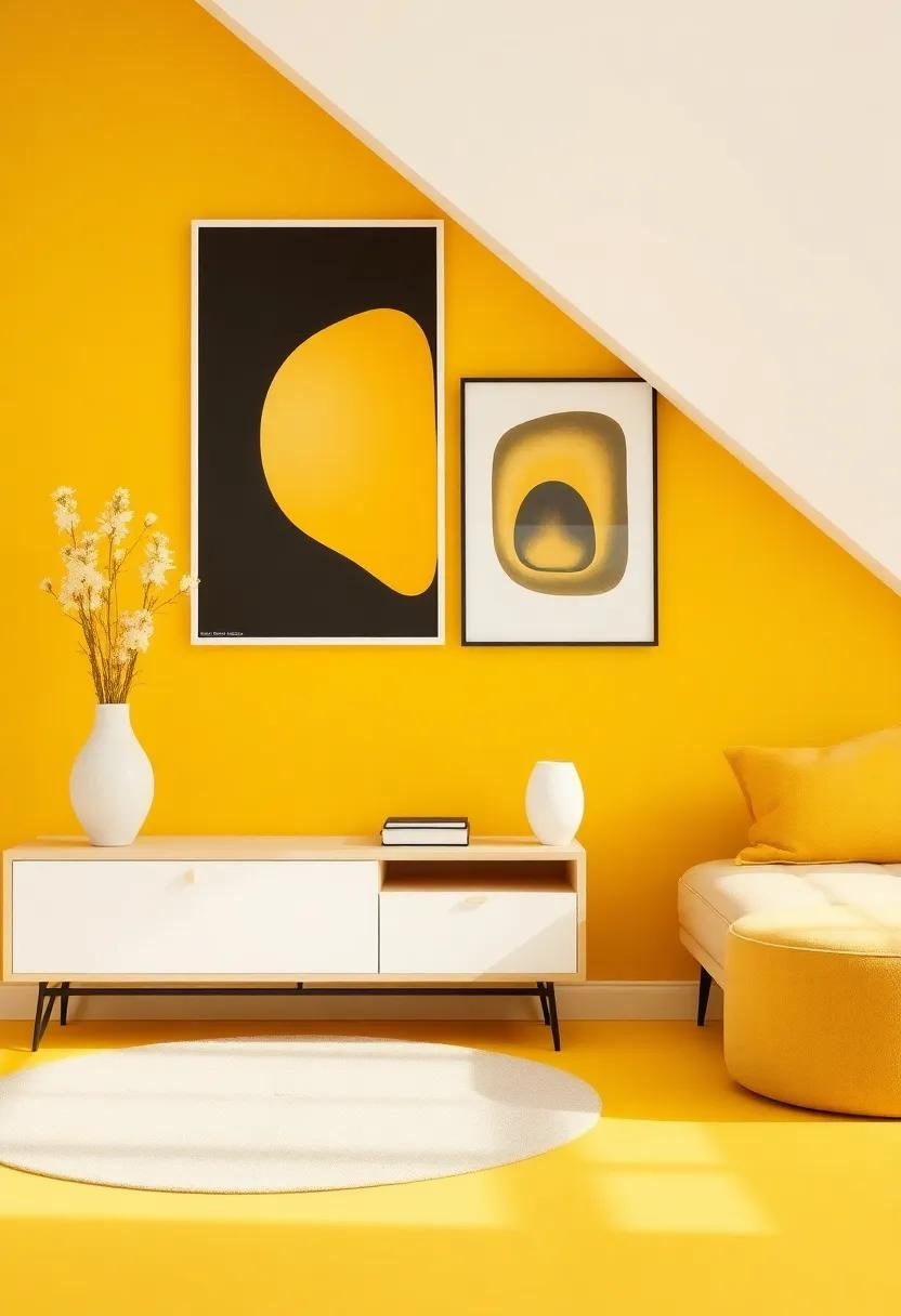 Art and Accessories: Enhancing Mustard Yellow Accent Walls with Decor