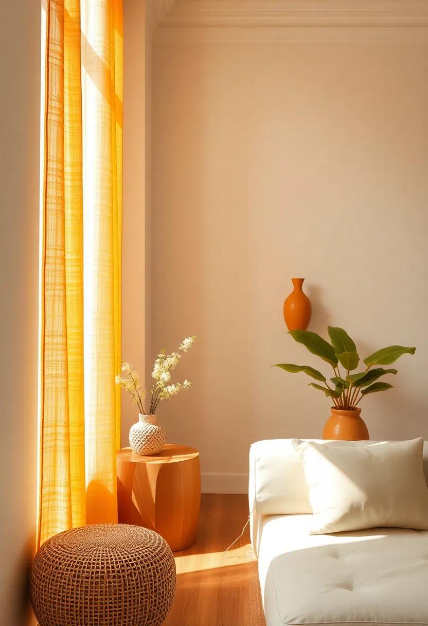 Natural Light: Showcasing the ‍Brightness of Soft Ivory ​Enhanced by Muted Orange