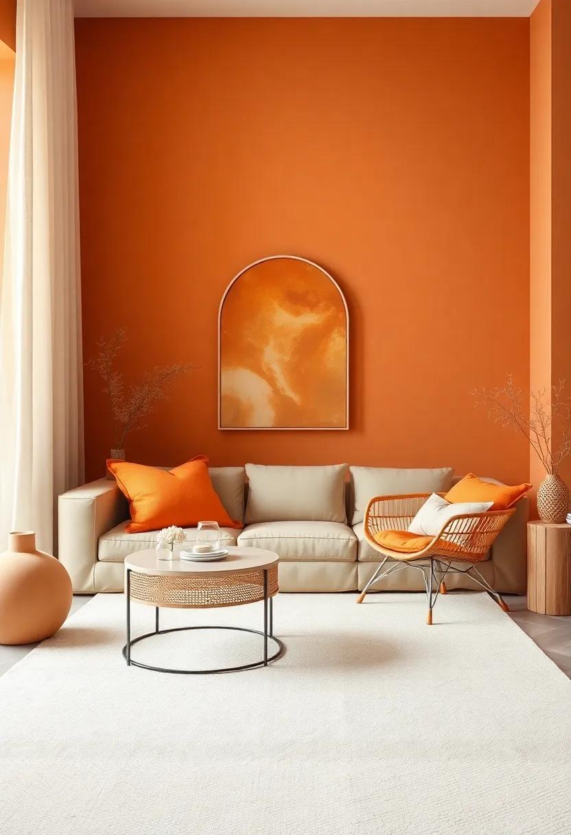 Aesthetic Layers: Crafting ‌Depth with muted Orange and Soft Ivory Textiles