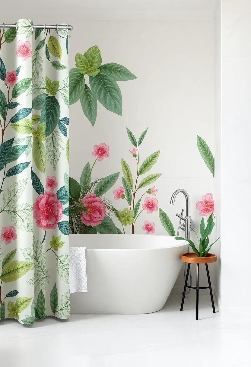 Nature-Inspired ​Textiles: Choose towels and shower curtains with botanical patterns or textures that reflect ‌natural elements like leaves, flowers, or water droplets