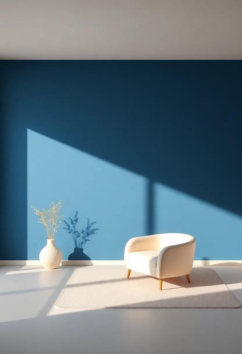 Lighting Matters: Illuminating Navy​ Blue and Soft Beige Interiors