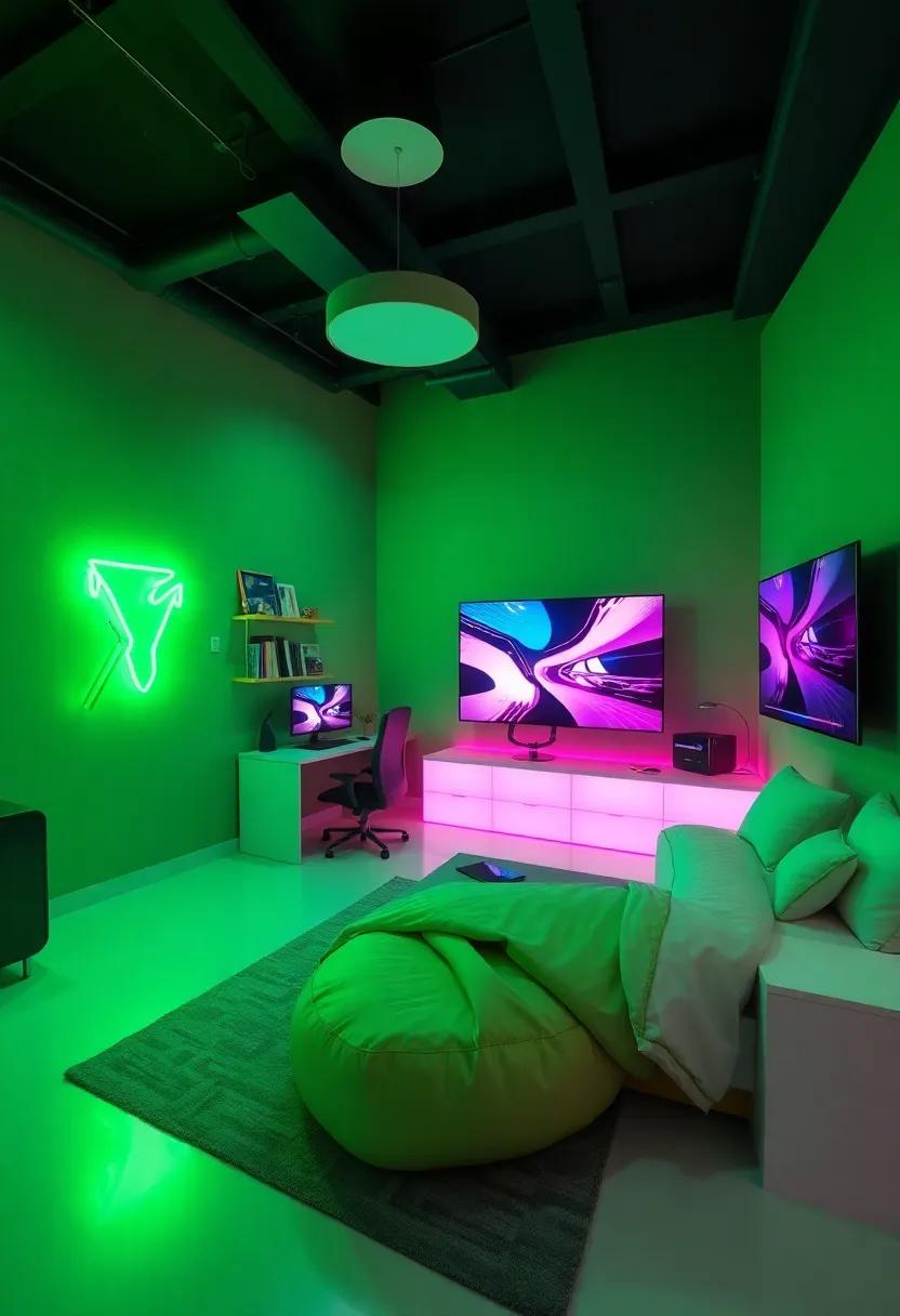 Playful Gaming Zones‍ with a Neon green‍ Twist