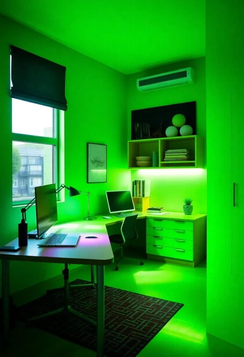 Functional workspaces Styled‍ in Neon Green for Study Success