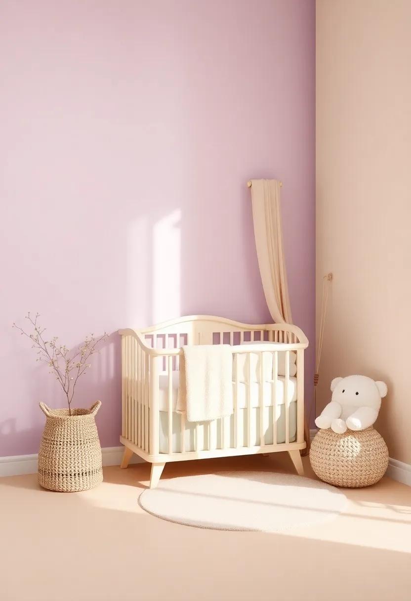 Charming Lilac and Warm ​Beige for a Cozy and Inviting Baby Escape