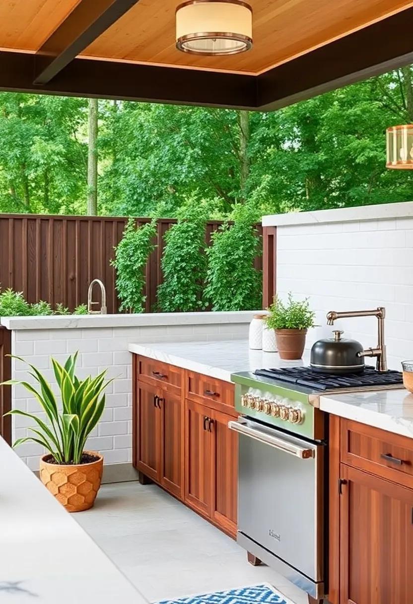 6) Subway tiles: Keep it classic with glossy white subway tiles for a clean, timeless look that pairs beautifully with any outdoor kitchen decor