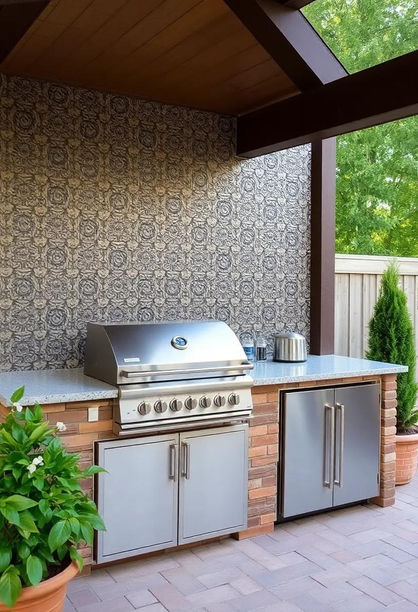 15) textured Metal Panels: Experiment with embossed metal panels that add dimension and modern flair, making ⁢your outdoor kitchen stand out