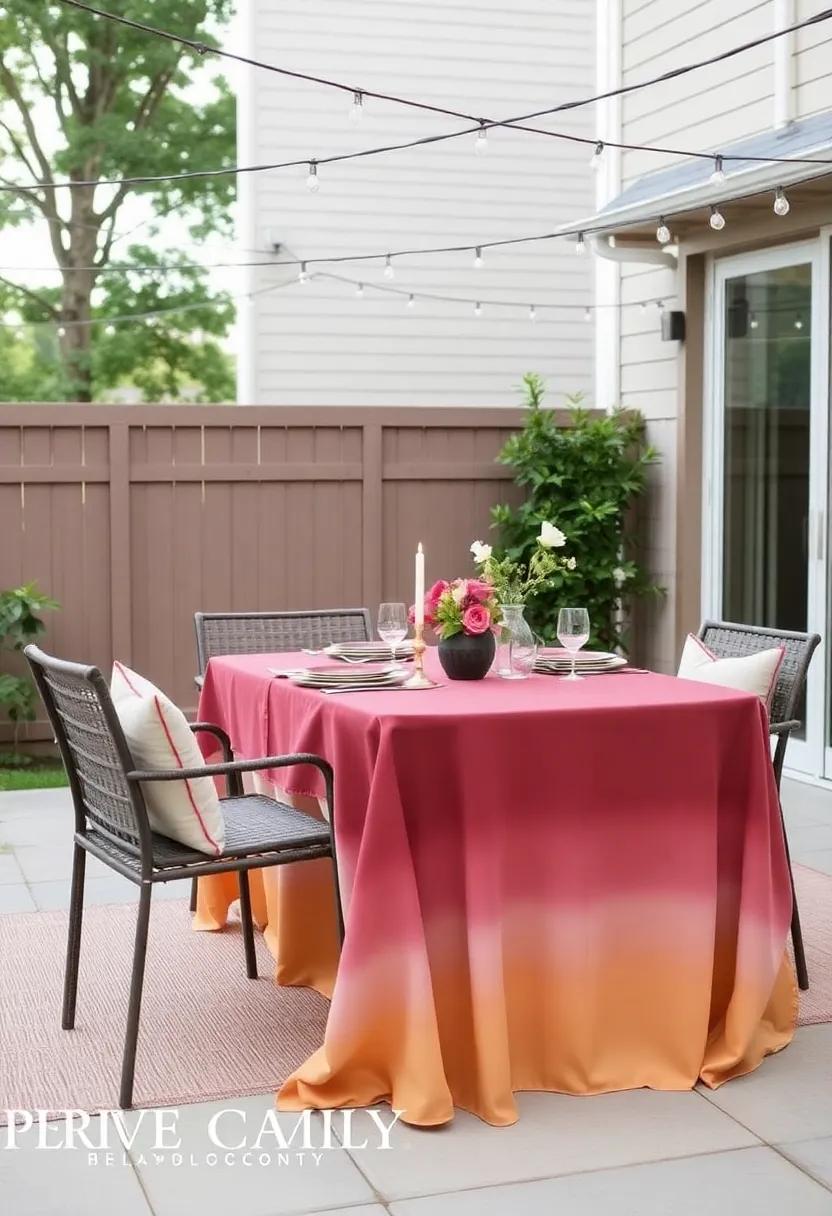 18) Ombre Effects: Experiment with ombre tablecloths‍ that ⁤create a gradient effect, adding depth and intrigue⁤ to your patio‌ dining experience
