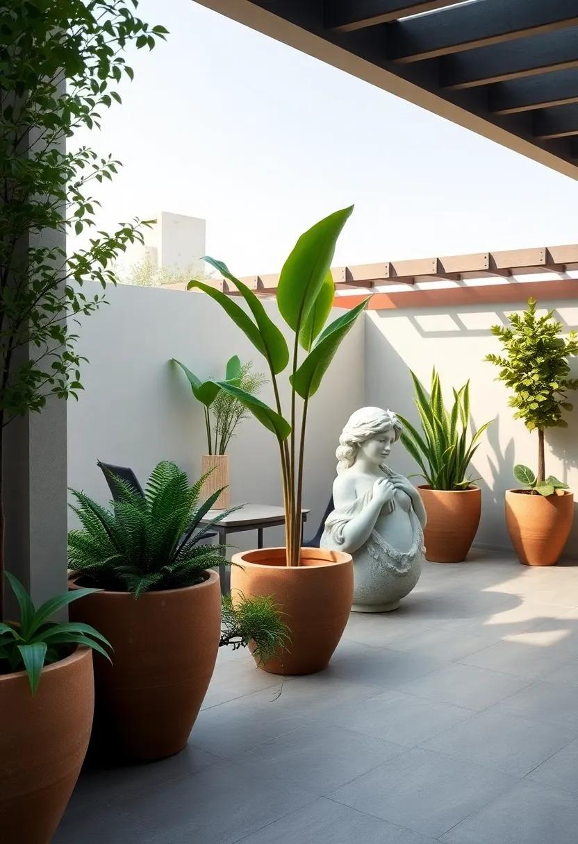 Juxtapose​ Nature with Art: Planters Featuring Artistic Sculptures