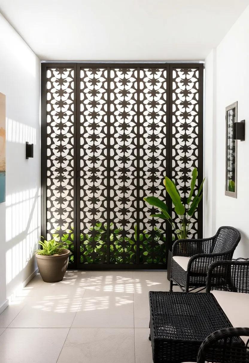 artistic Metal Screen: Explore unique cut-out⁤ metal screens as a sleek substitute for wood lattice, allowing light to filter through creatively ‌while‍ preserving privacy