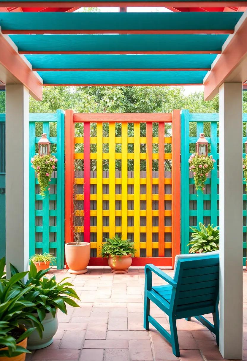 Colorful Trellis ⁢Art: Inject personality into your patio with brightly painted lattice panels that double as art, creating⁣ a vibrant focal point