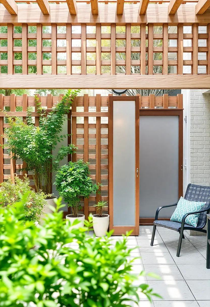 Frosted ​Glass Inserts: Mix materials by adding frosted glass panels ⁤to⁣ your lattice,‍ offering partial visibility and ‌an artistic touch while maintaining privacy