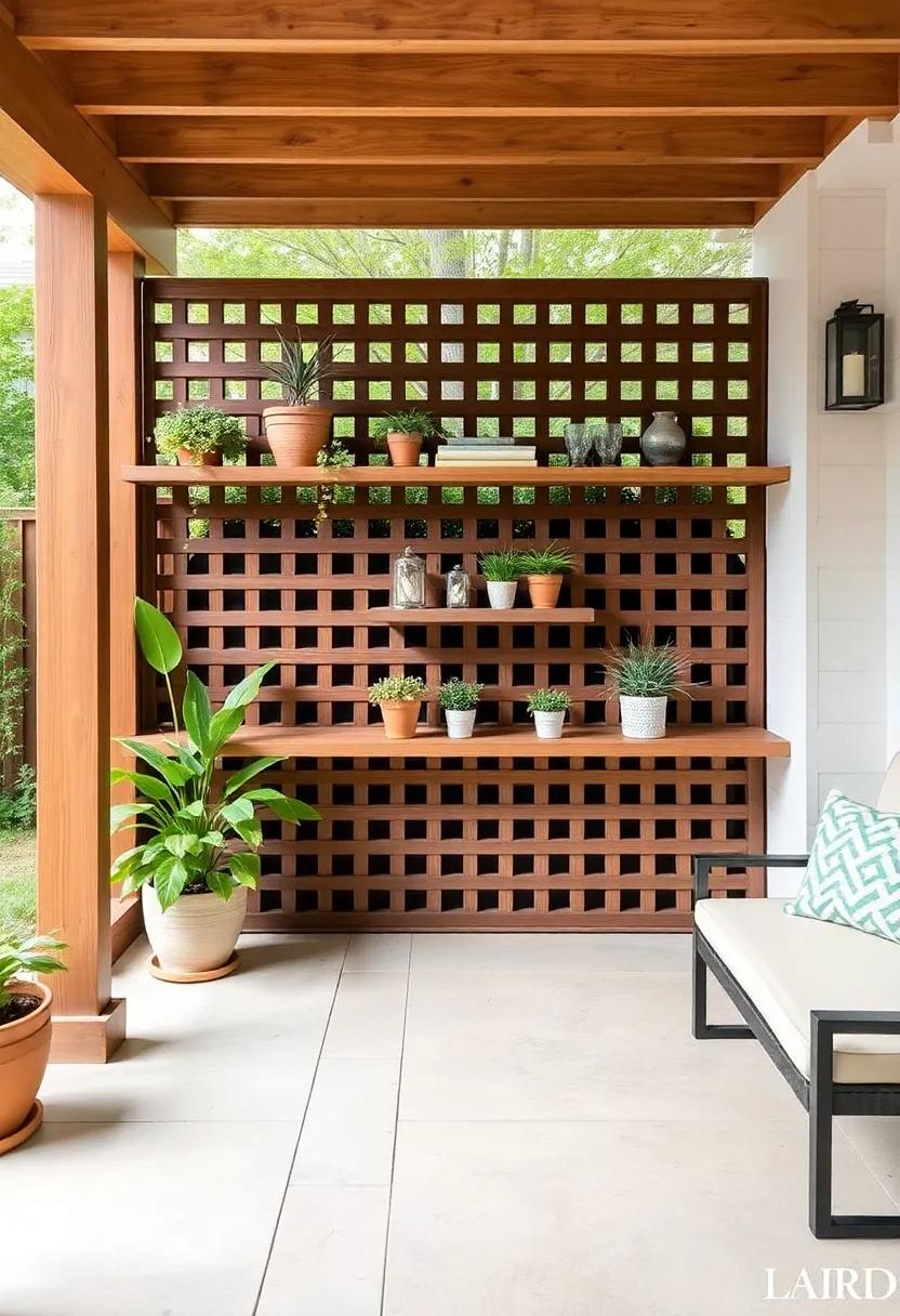 Lattice with Built-in Shelves: Combine functionality ⁤and ⁤style⁣ by integrating shelves into your lattice​ screen⁢ for plants, decor,​ or storage solutions