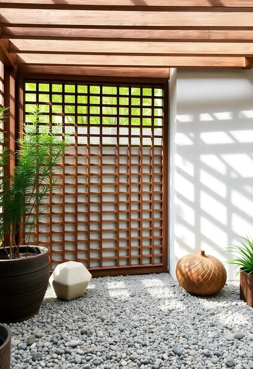 Outdoor Zen Garden Screens: Pair lattice screens with pebbles or sand ⁣to ​evoke a sense of tranquility ⁤in your patio, seamlessly ‍blending nature​ and design