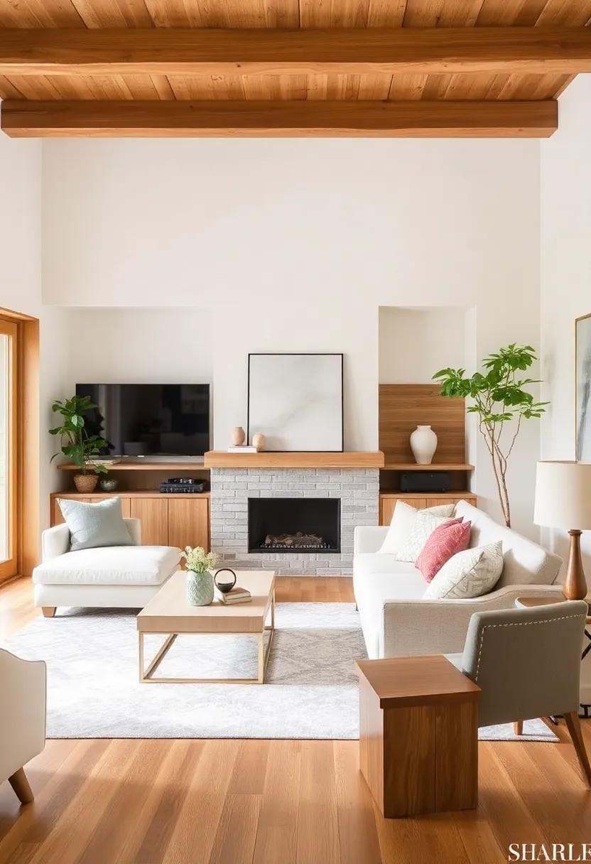 The​ Serene‌ Touch of Soft​ Blue Grays Against Timber ‌Accents