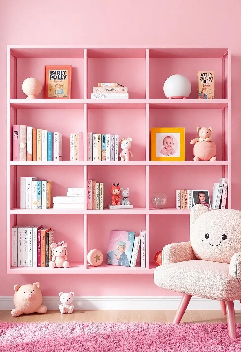 Dynamic Display Shelving Showcasing Treasured Books and Toys in a cute Arrangement