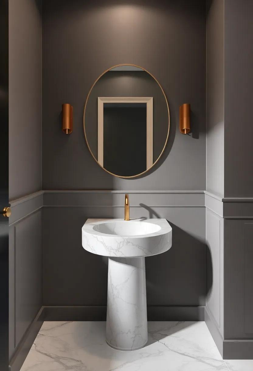 Luxe Touch: Opt for a marble pedestal sink to infuse a lavish vibe, combining the beauty of natural stone with impeccable craftsmanship for a touch of refinement in any space