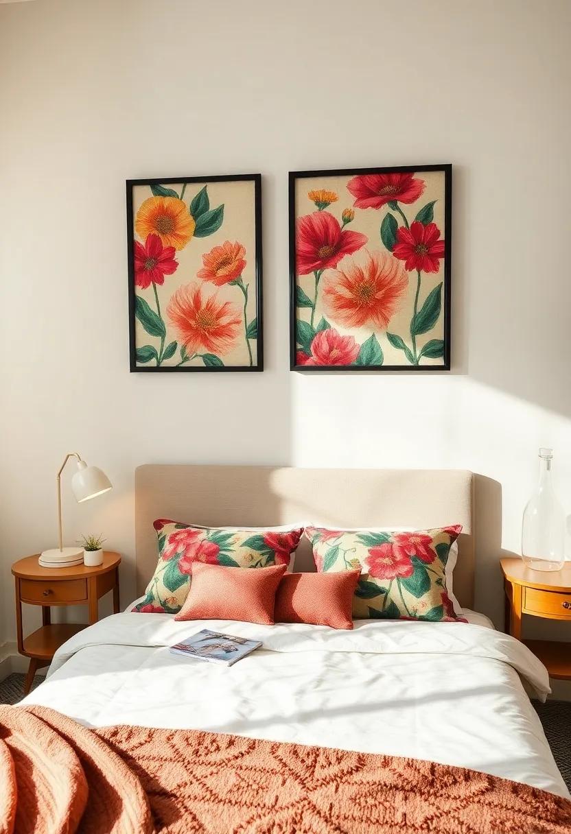 Artistic Wall Hangings: ‌Create a gallery⁣ wall featuring framed fabric swatches or textile⁤ art in striking floral motifs