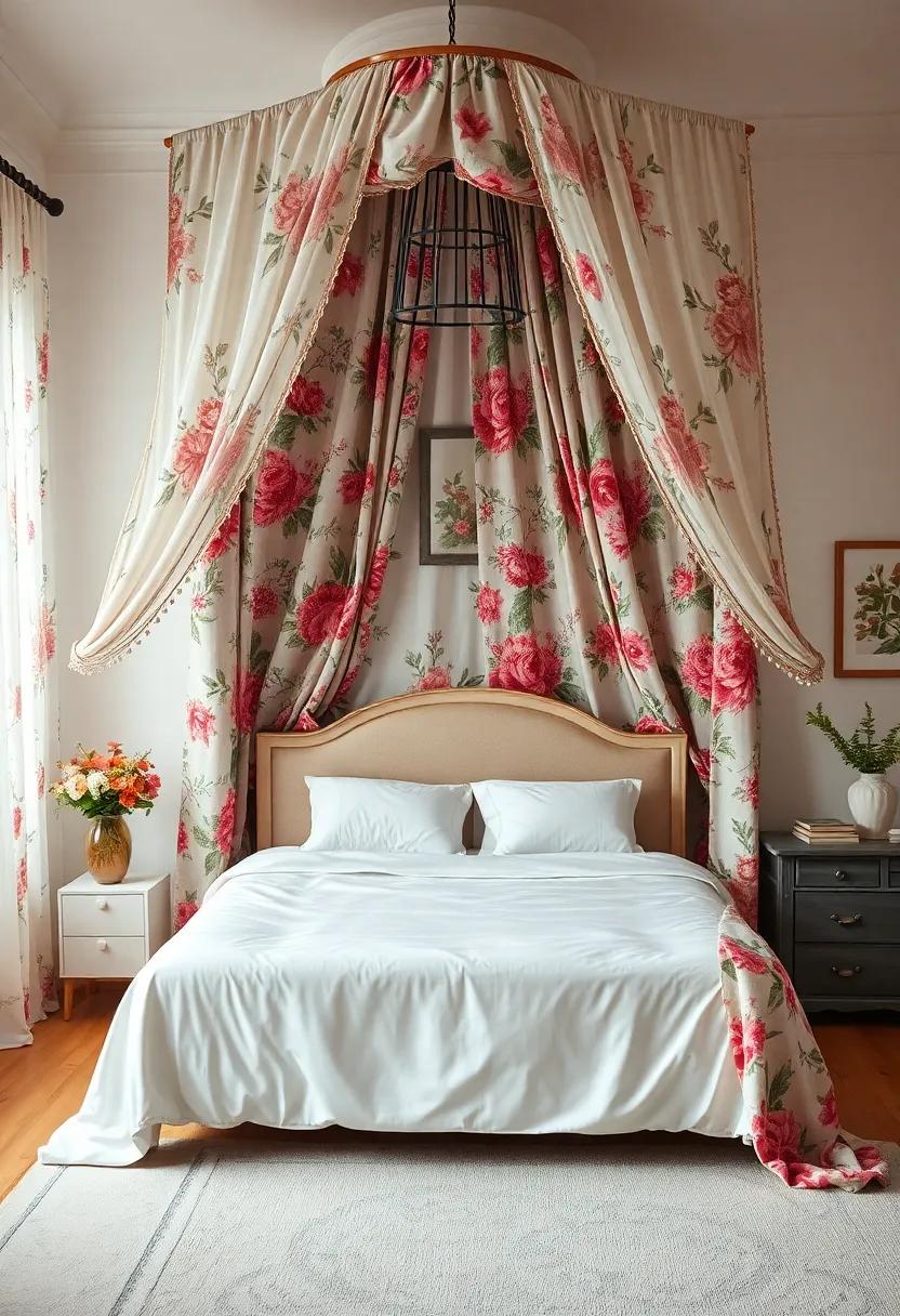 Whimsical‍ Bed Canopy: Hang a floral fabric in a dramatic canopy style over your⁢ bed to create a fantasy-like sleeping environment