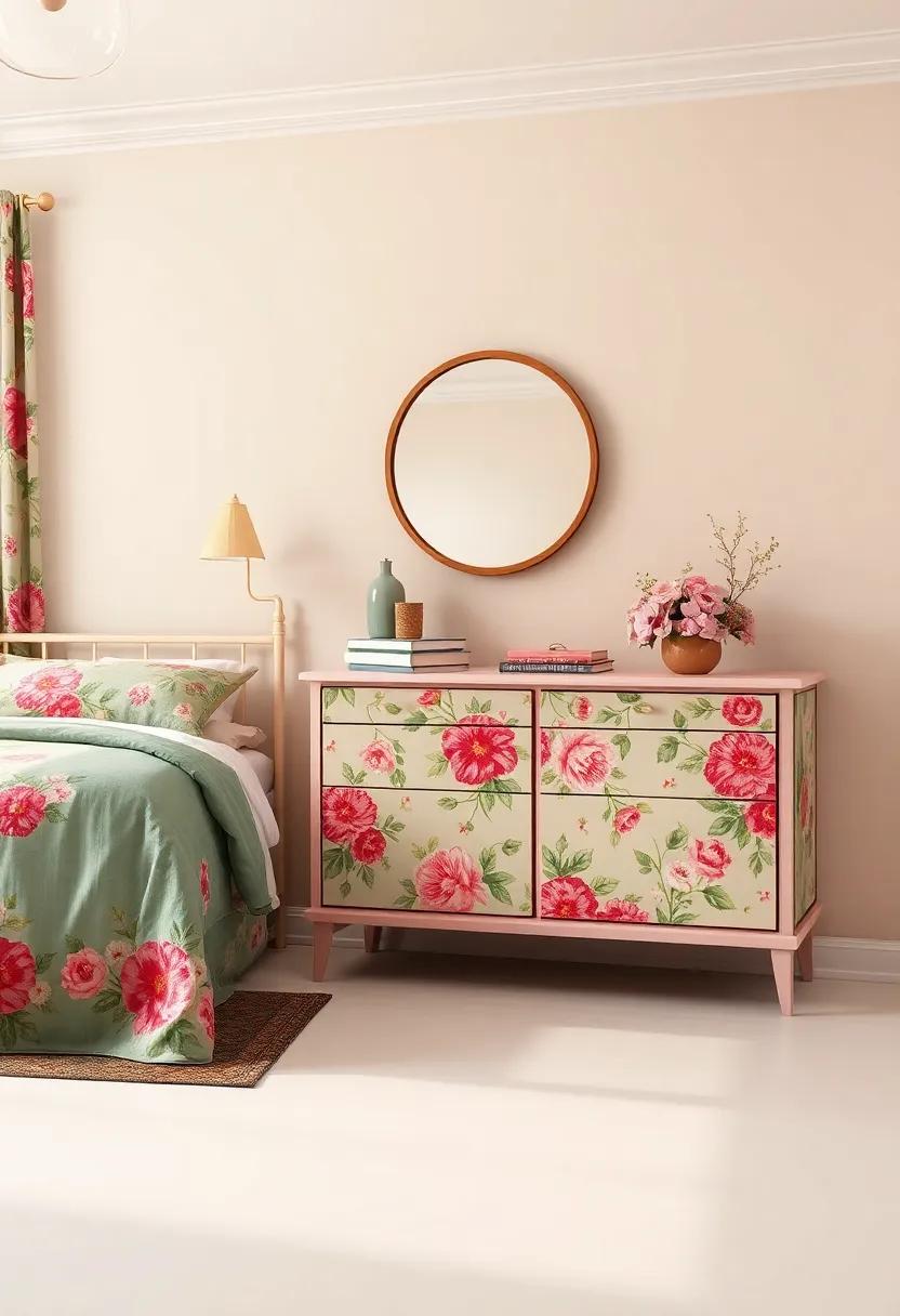 Floral Embellished Furniture: Give new life​ to ‌old drawers or dressers by ⁣adding floral decals or contact paper for a refreshing ⁤update