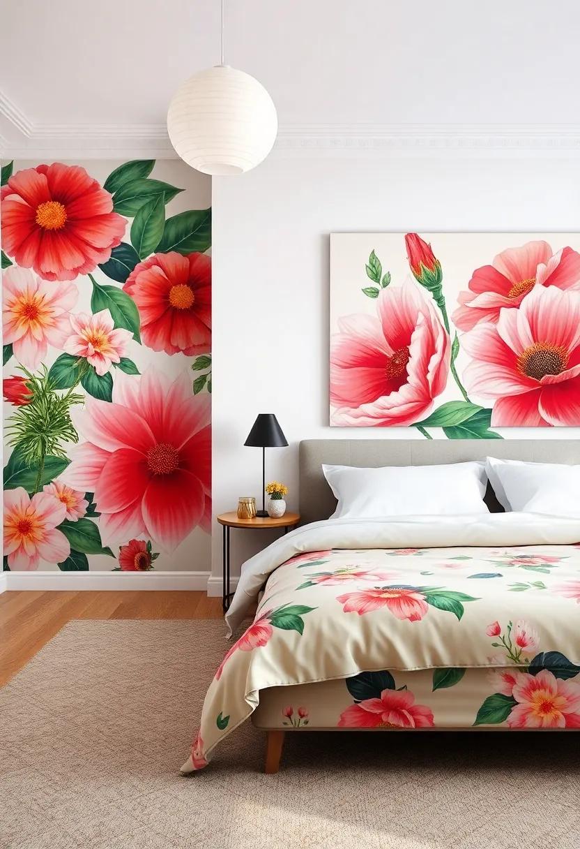 Floral Artwork: Source or create large-scale paintings or prints that celebrate bold floral designs to create an⁣ eye-catching ‌feature wall