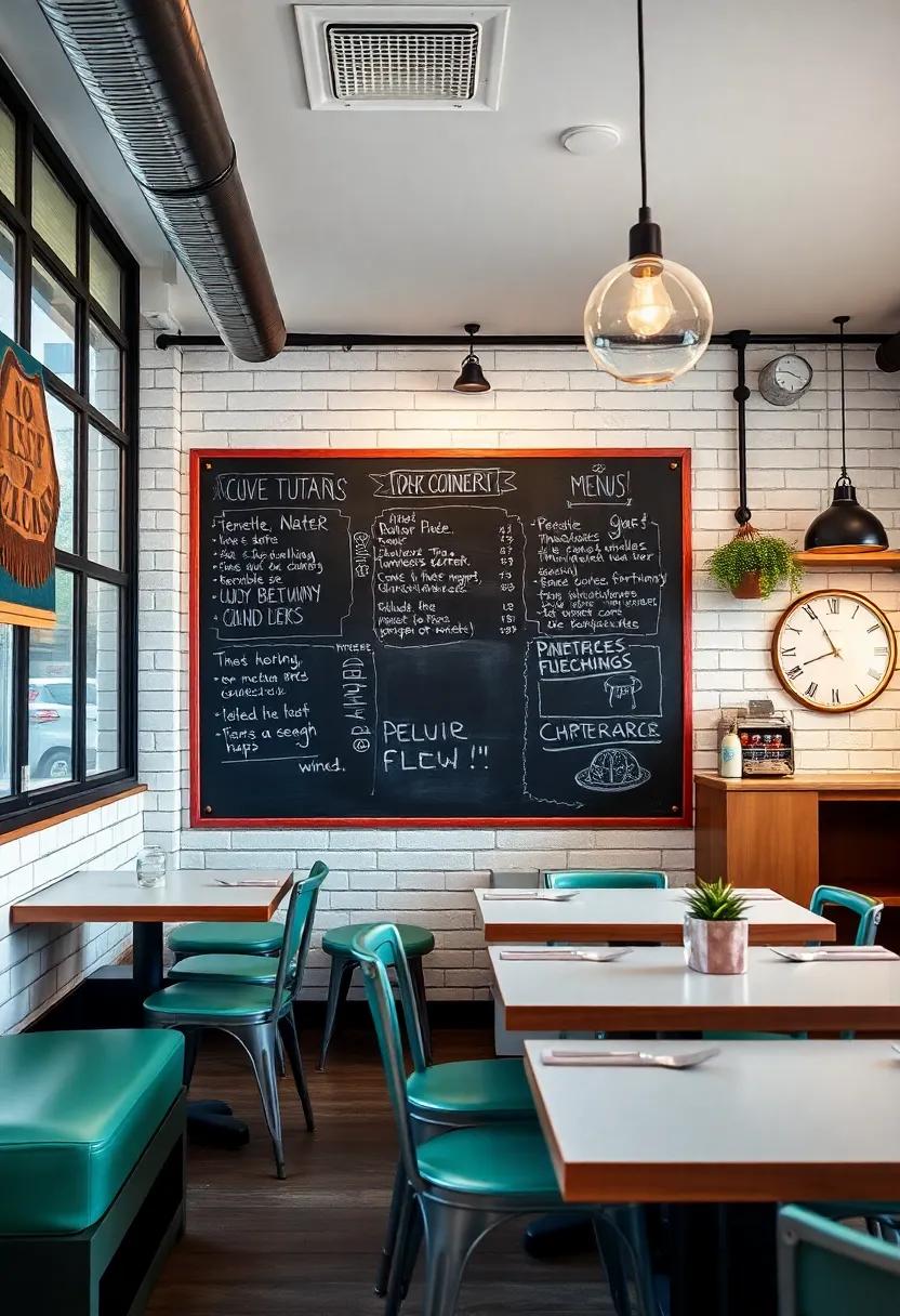 Introduce⁤ a⁤ chalkboard wall for menus and messages, blending functionality with​ a ⁤nostalgic​ touch reminiscent of old‌ diner charm