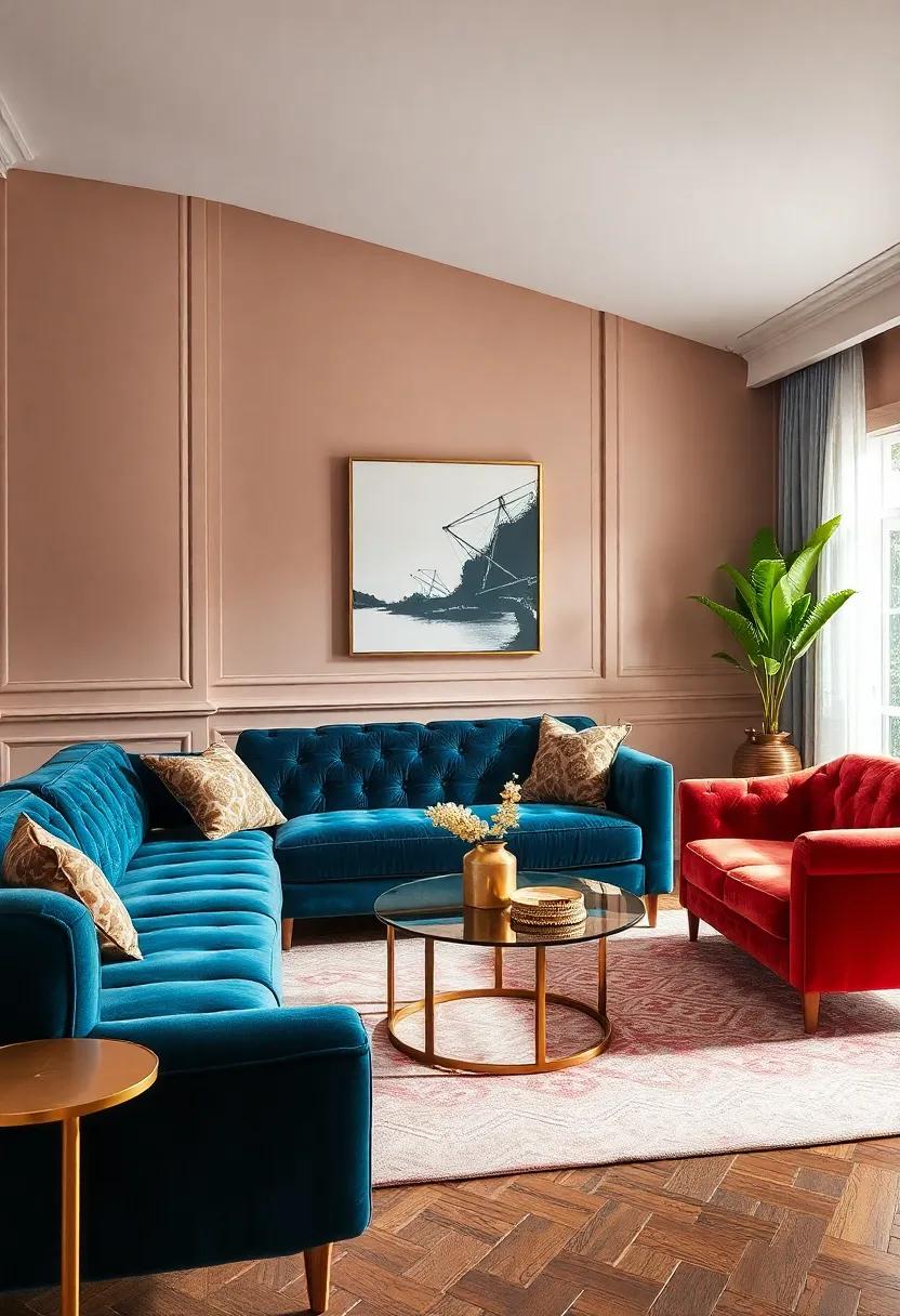 Accent with Metallics: Incorporate gold or brass fixtures and decor elements to complement the richness of velvet, adding a touch of glamour to your retro space