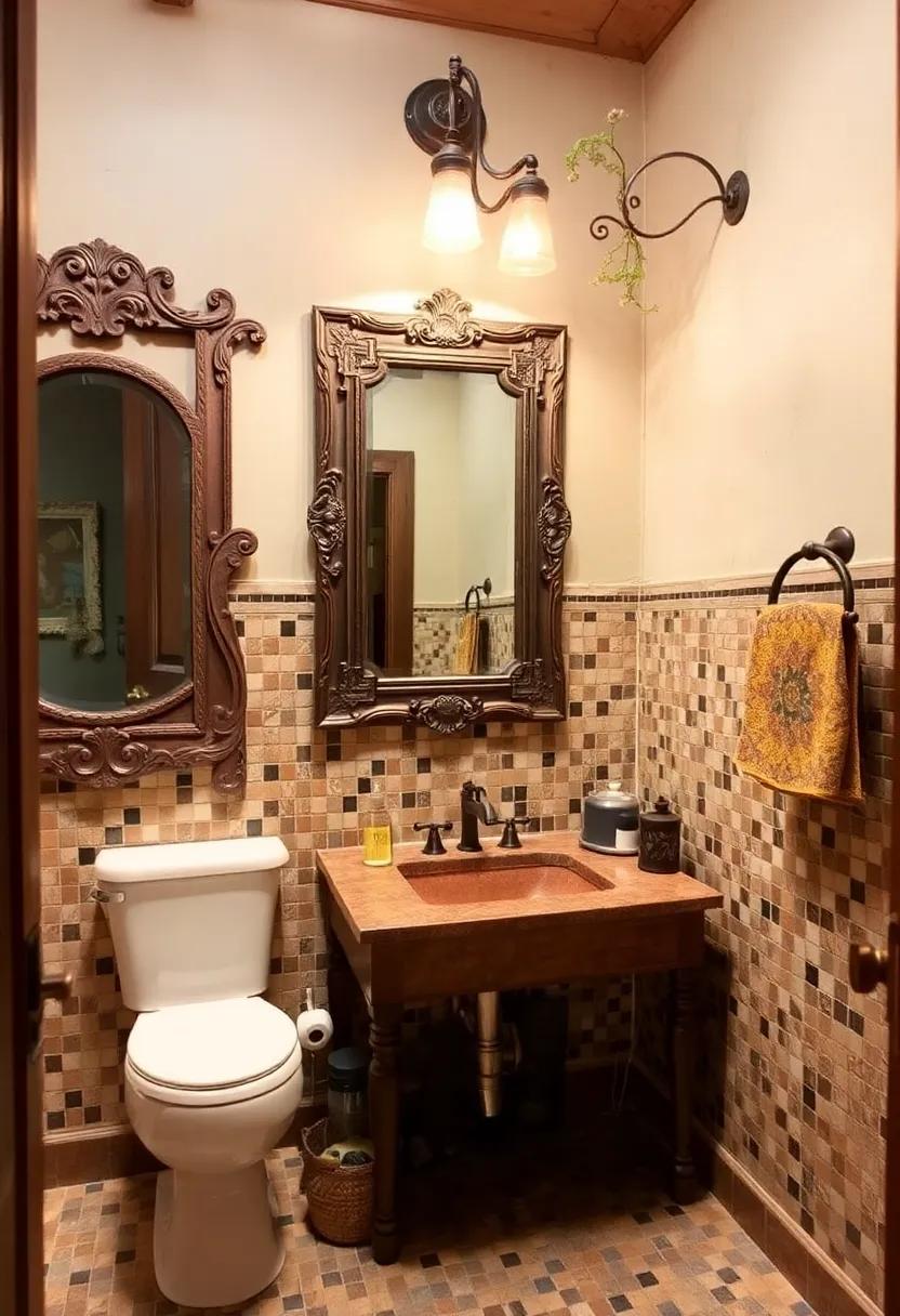 19) Antique Decor Elements: Incorporate antique or vintage decor pieces, such as mirrors or frames, to enhance the rustic ambiance⁤ alongside your⁣ mosaic‌ work