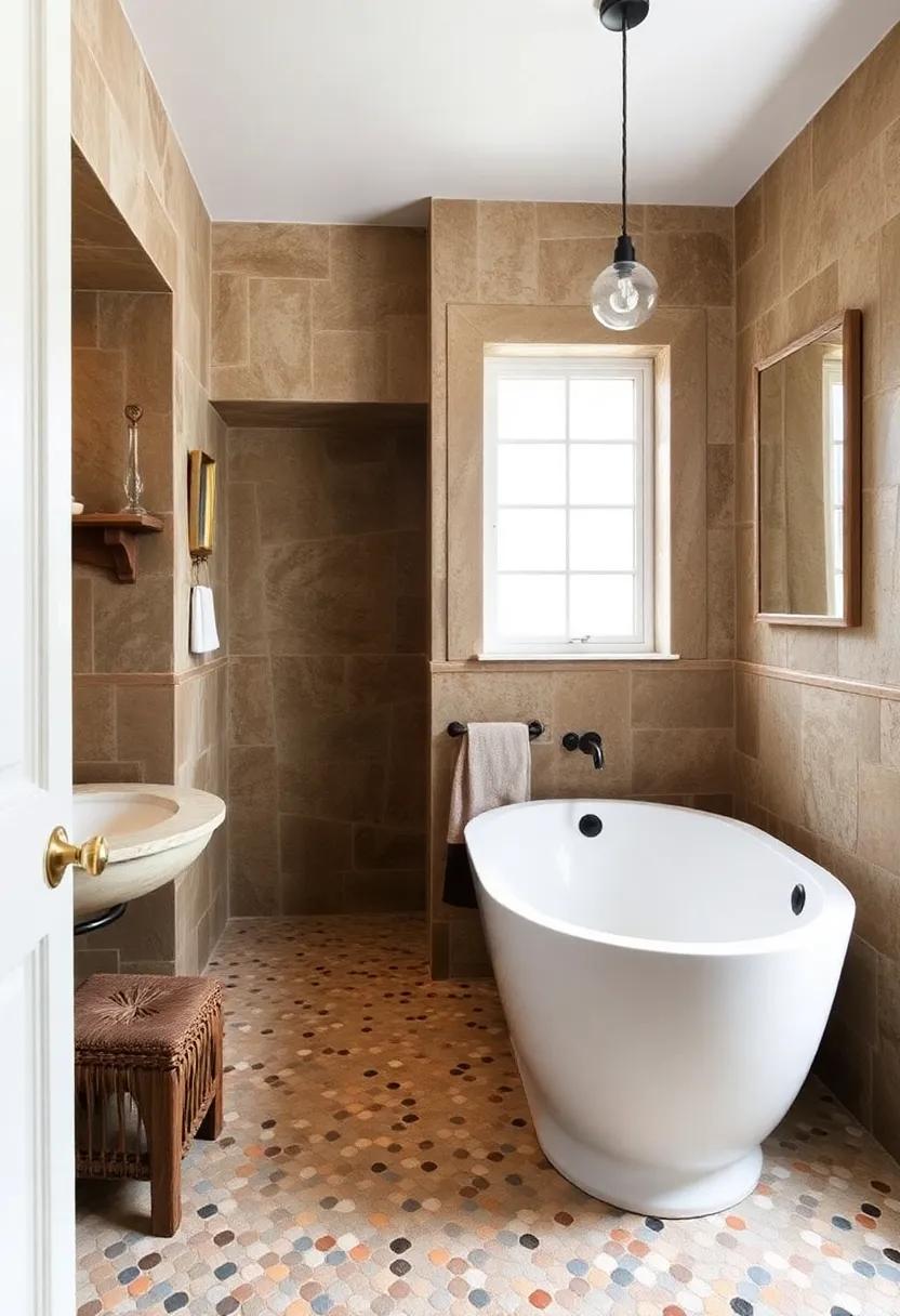 18) Natural Stone Integration: Combine mosaic tiles ⁣with natural stone elements, like granite or marble,‌ for a rich, organic​ look
