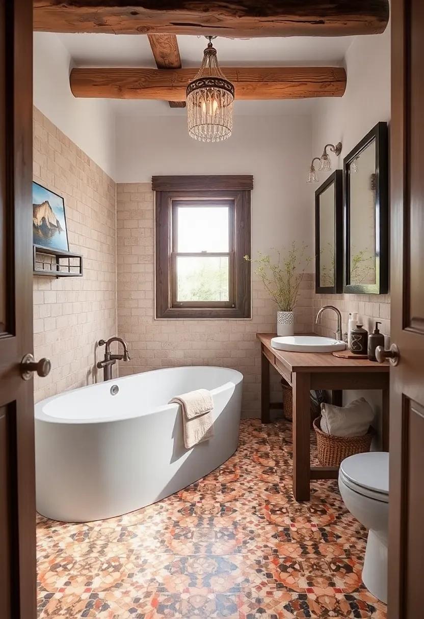 6) Statement Floor: Opt for an eye-catching mosaic tile‍ floor that seamlessly blends with the rustic ‍theme while providing a lively foundation