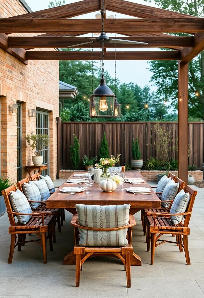 Outdoor Retreat: transform your⁢ patio with a rustic outdoor dining table, perfect for al fresco⁤ dinners and warmth-filled gatherings under the stars