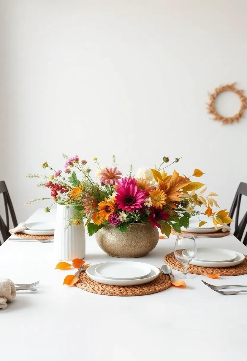 Seasonal Centerpiece: Enhance your‌ rustic table setting with seasonal decor that reflects the⁤ beauty⁢ of nature, from fresh ​flowers to autumn leaves