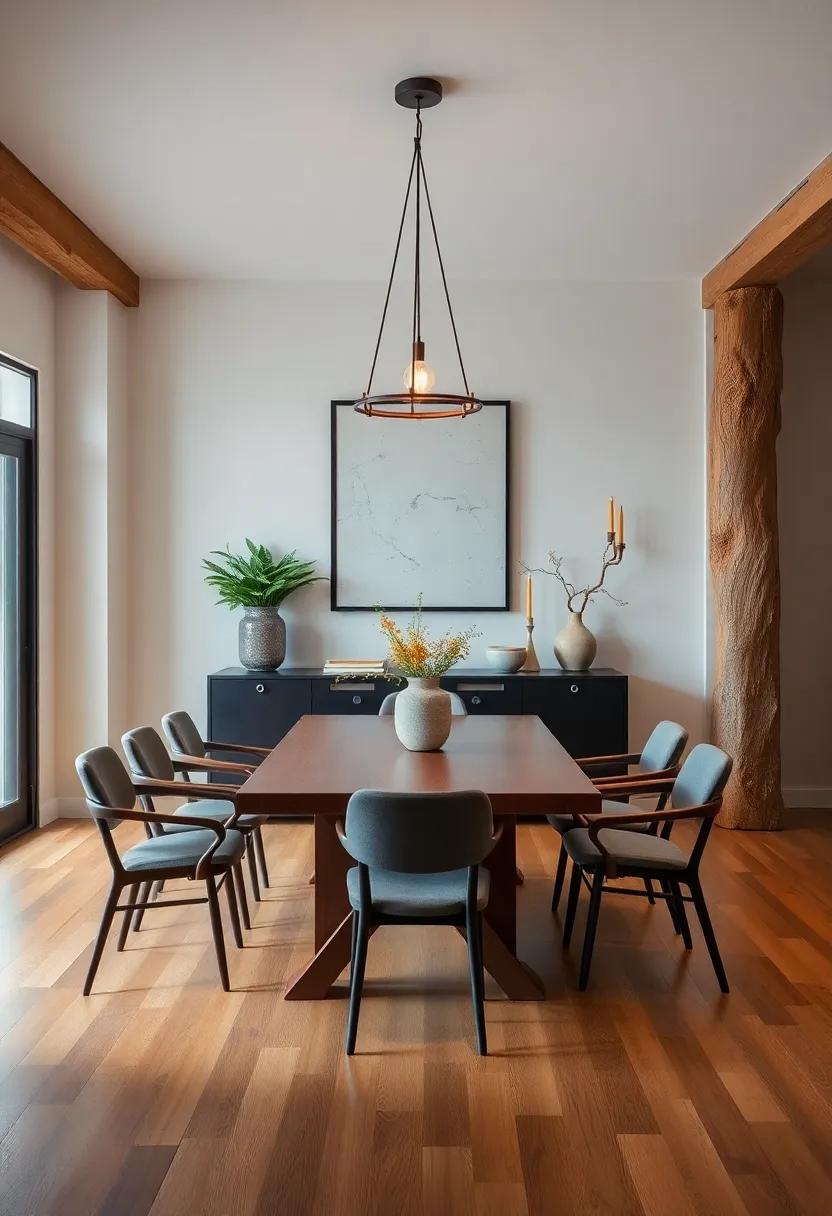 Creating Contrast with Bold Lighting Fixtures in a Rustic Space