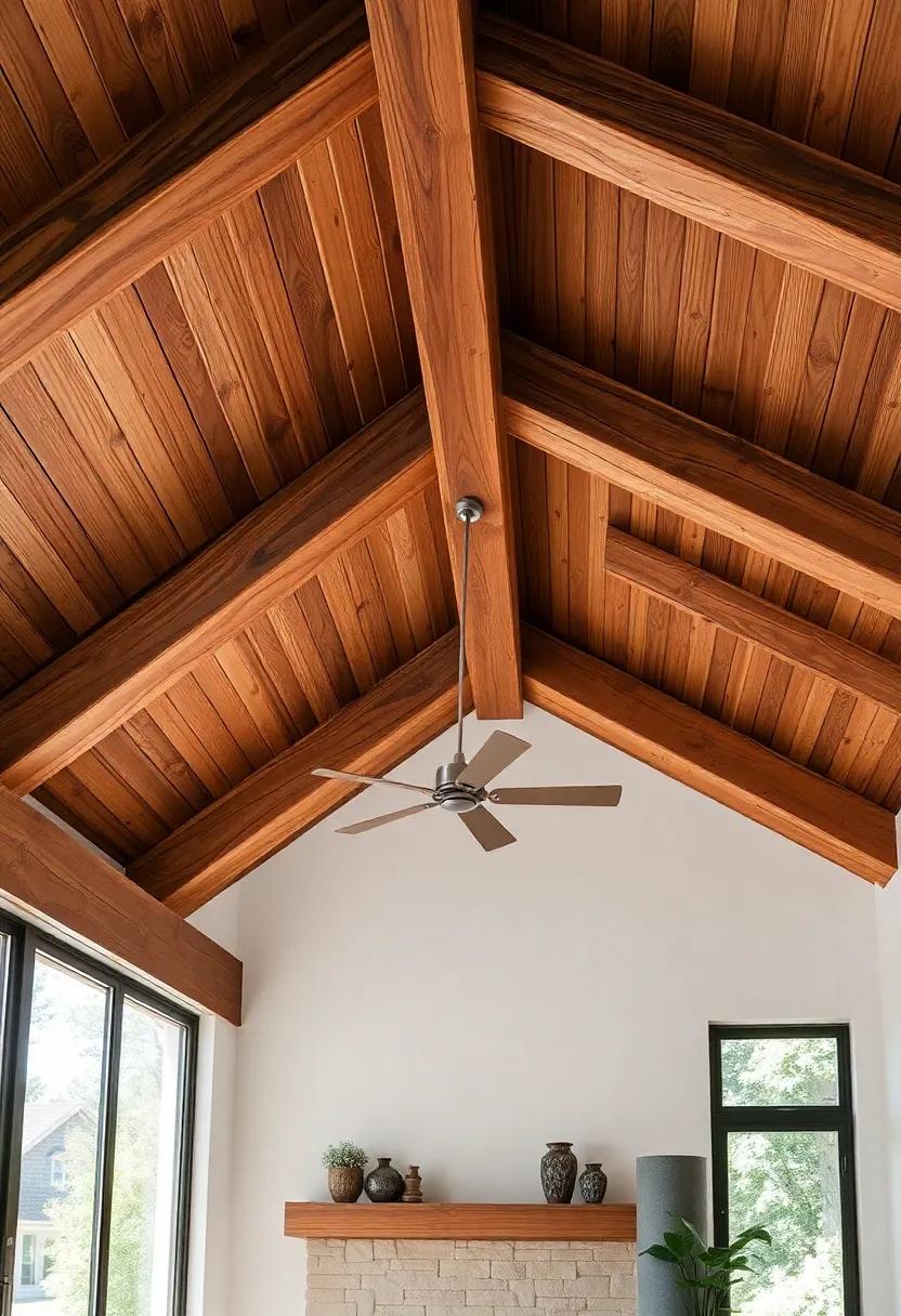 Nature-Inspired Haven: Embrace a nature-inspired interior where a natural wood beam ceiling creates a seamless flow between indoor and outdoor elements, bringing the beauty of the outdoors inside