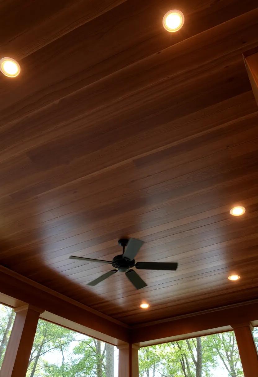 Capture the essence of ⁣the great outdoors with a⁣ natural ‍wood ceiling, incorporating warm‍ LEDs⁤ that mimic sunlight filtering through trees