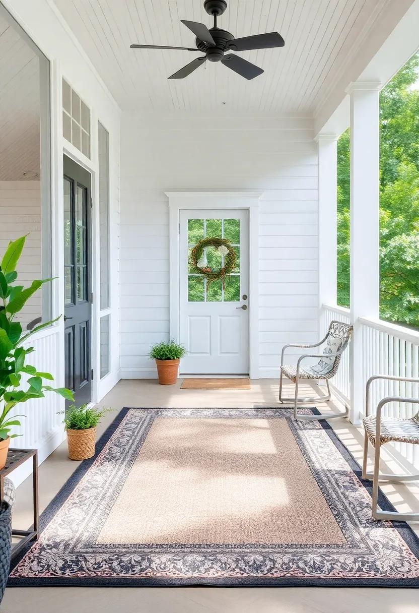 Outdoor Rugs – Combine style with comfort using outdoor rugs. They come in numerous designs and materials, allowing you to easily refresh your porch’s look while adding a cozy touch underfoot
