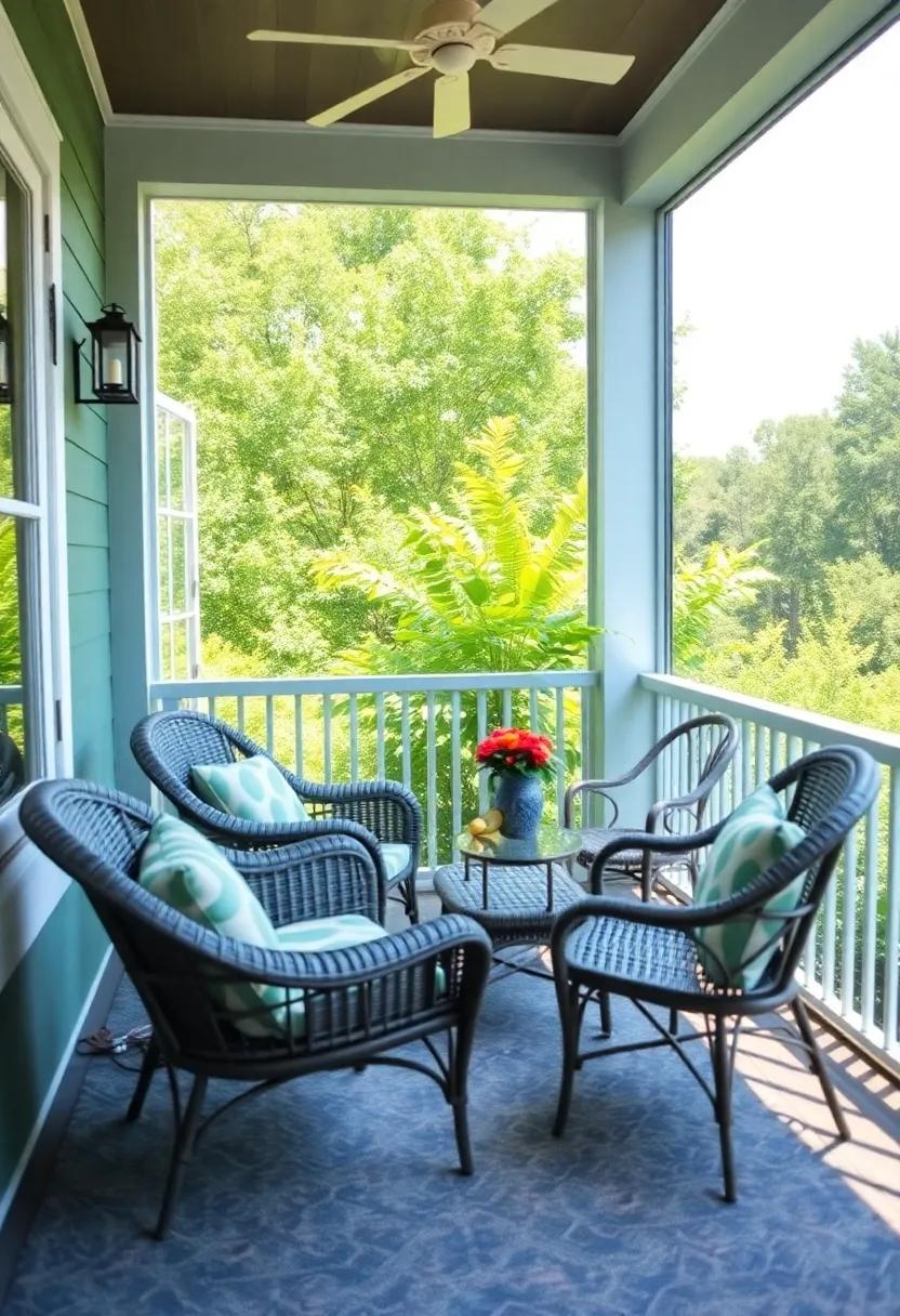 Artfully Combining Colors and Patterns for a ​Lively Screened Porch Aesthetic