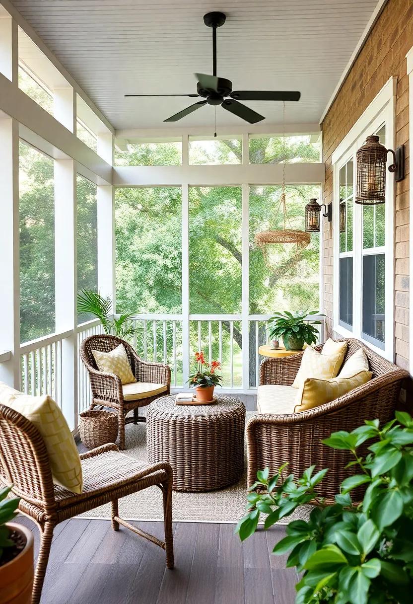 Embrace ​the Allure of Nature with Screened Porches and ⁤Wicker Accents