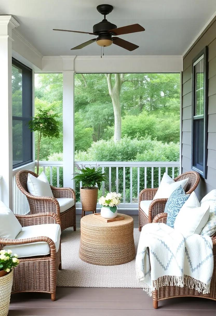 Transform Your Porch into a Cozy Escape with Soft throw Pillows and Blankets