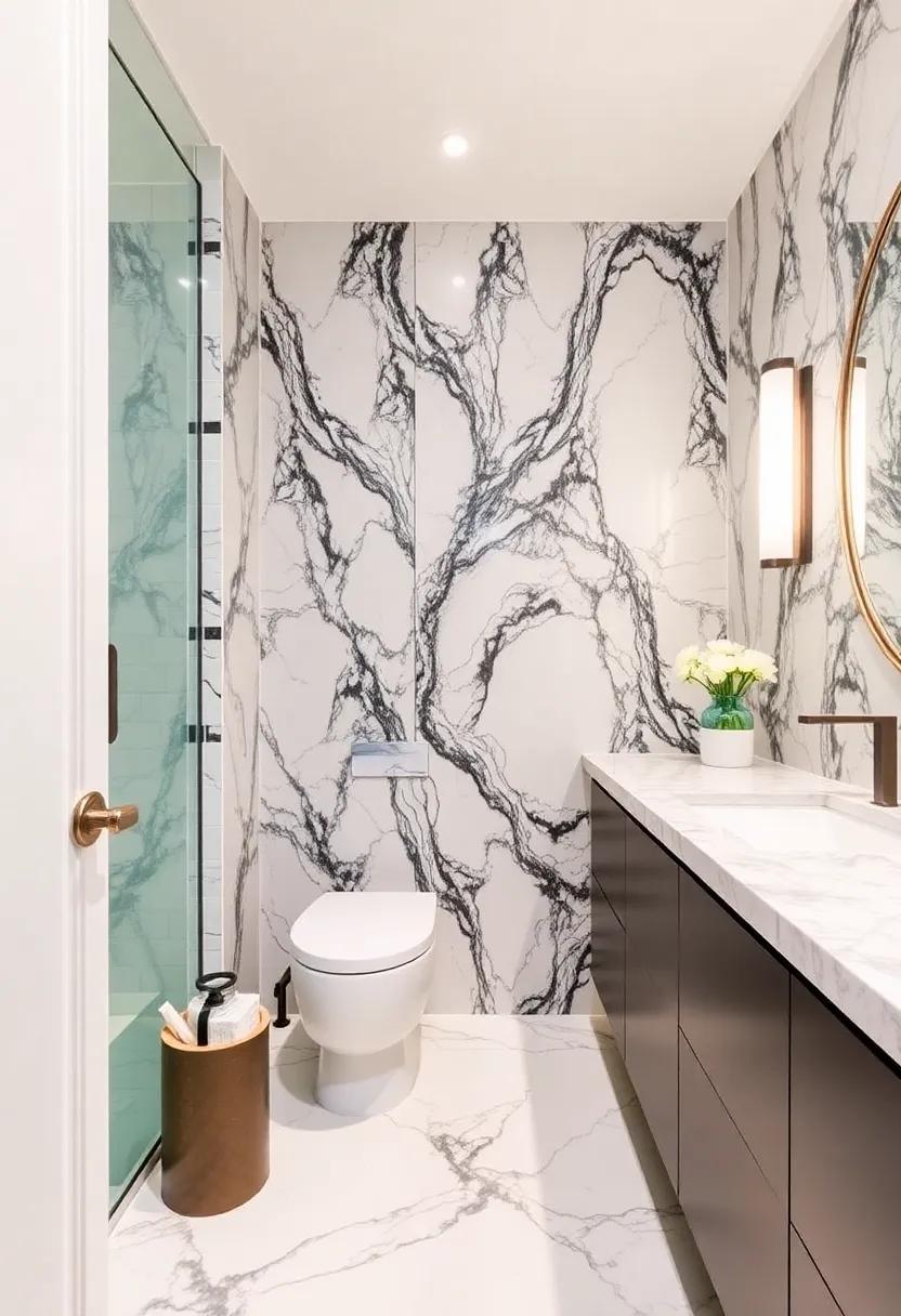 Luxurious Marble Veining: Implement marble with ⁣dramatic veining as an accent wall for a high-end feel, instantly upgrading your small bathroom’s elegance