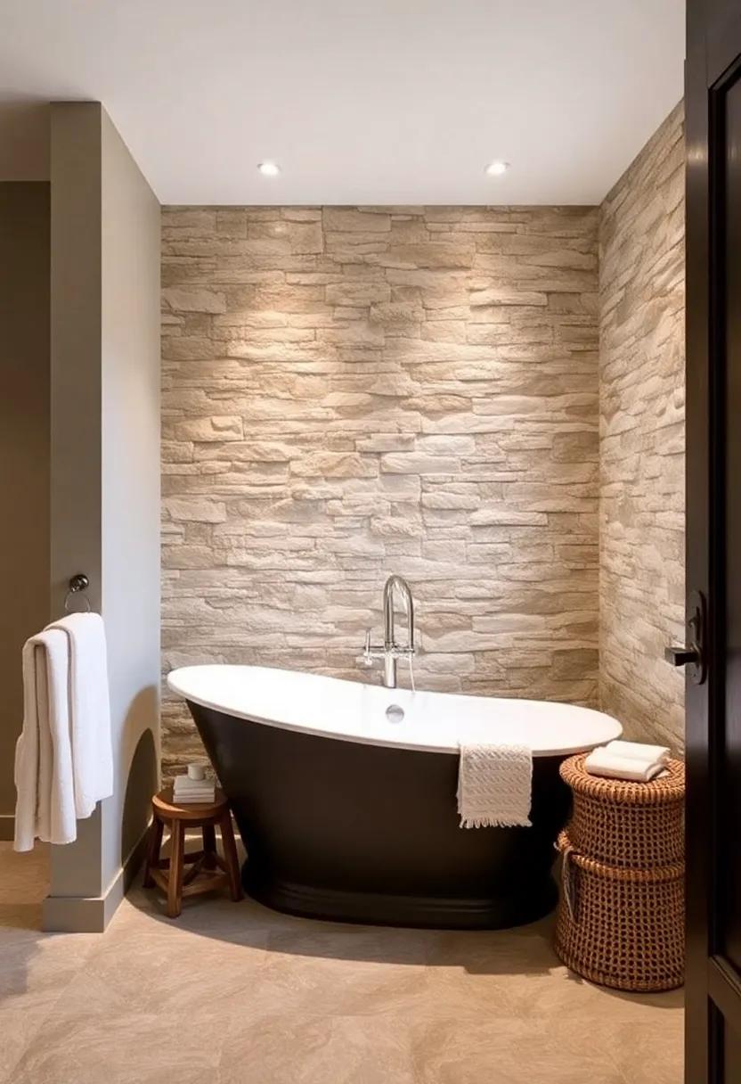 Stone Accent Wall:‌ Bring ⁢an organic vibe into your bathroom ‍with a⁤ stone accent wall,offering a luxurious feel ⁤and a spa-like atmosphere