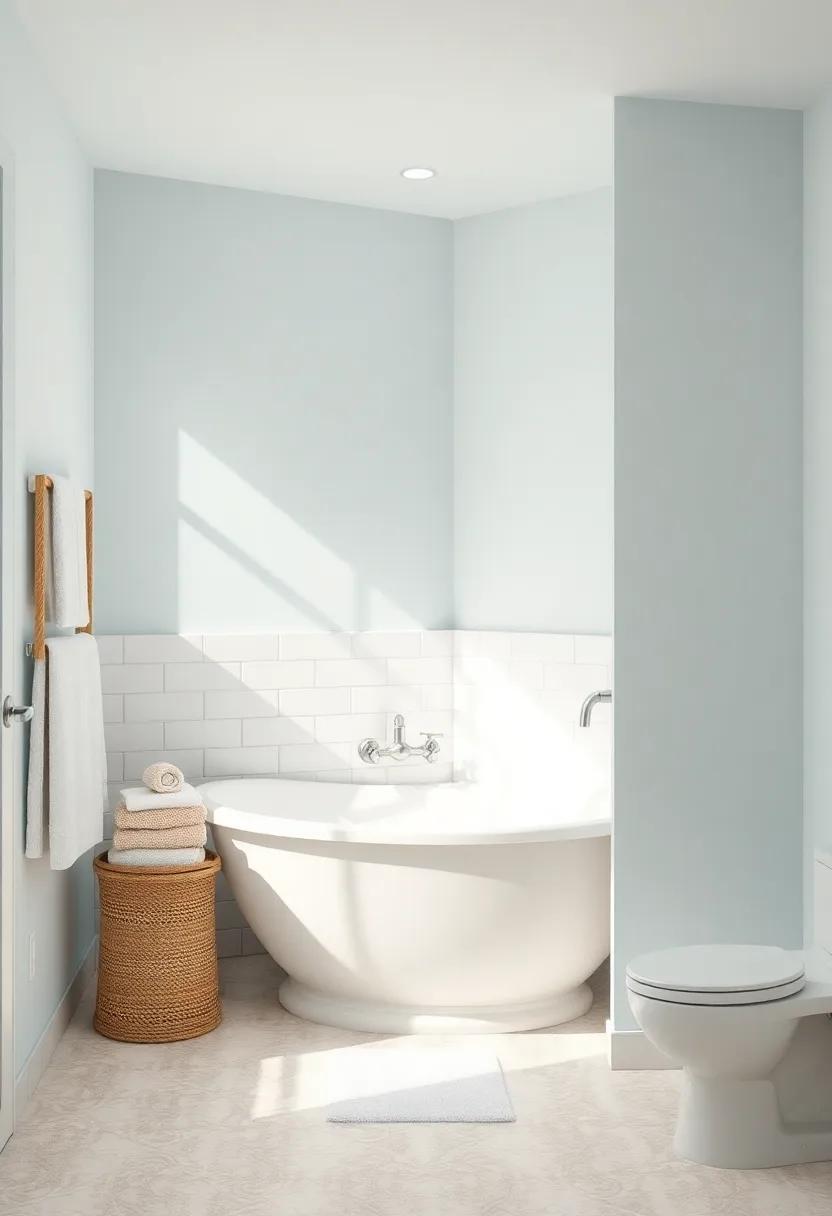 Light⁤ Colors: Paint your⁢ bathroom in light colors to create⁣ the illusion of more⁤ space and amplify ⁤natural light