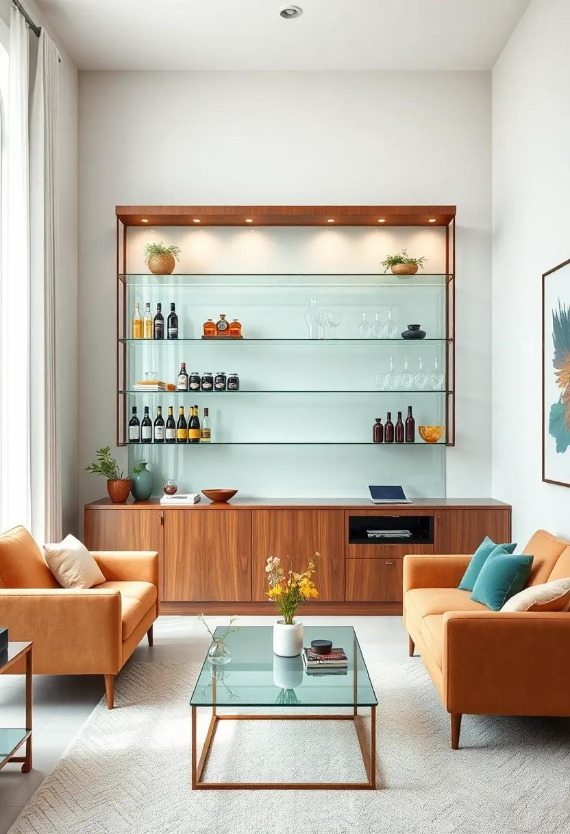 Show-Stopping Glass Shelves: A Focal ⁣Point for Your Bar ⁢Area