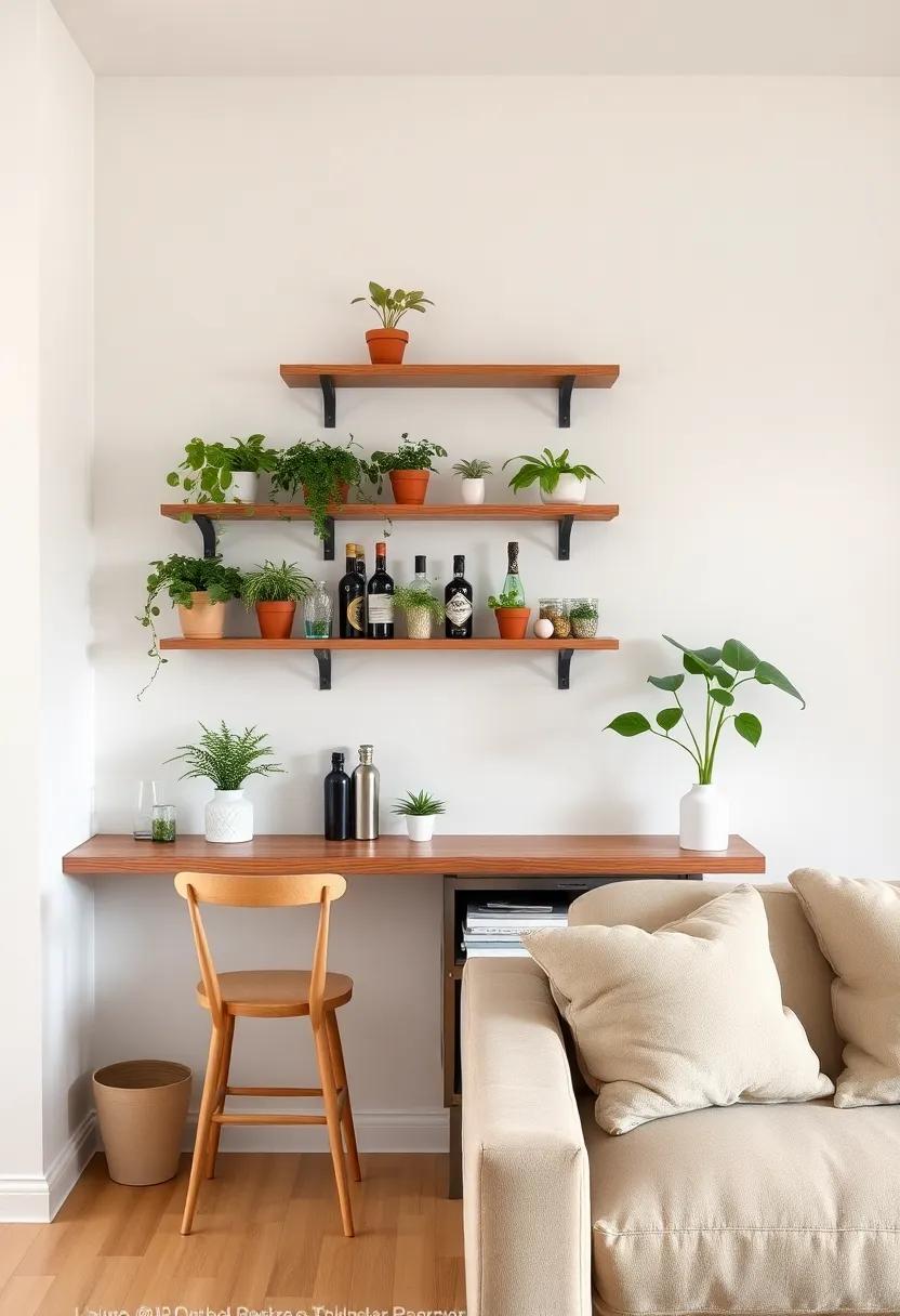 Incorporate Greenery: Place small potted plants on or around the bar shelves for a refreshing touch, bringing life to your space while keeping the vibe relaxed