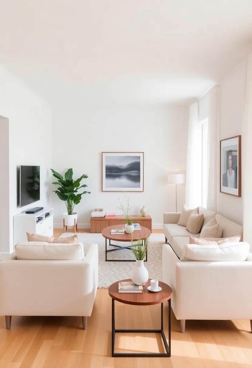 Furniture Arrangement: Keep the furniture arrangement open and ‌airy, using floating pieces rather​ than pushing‍ everything against ​the walls