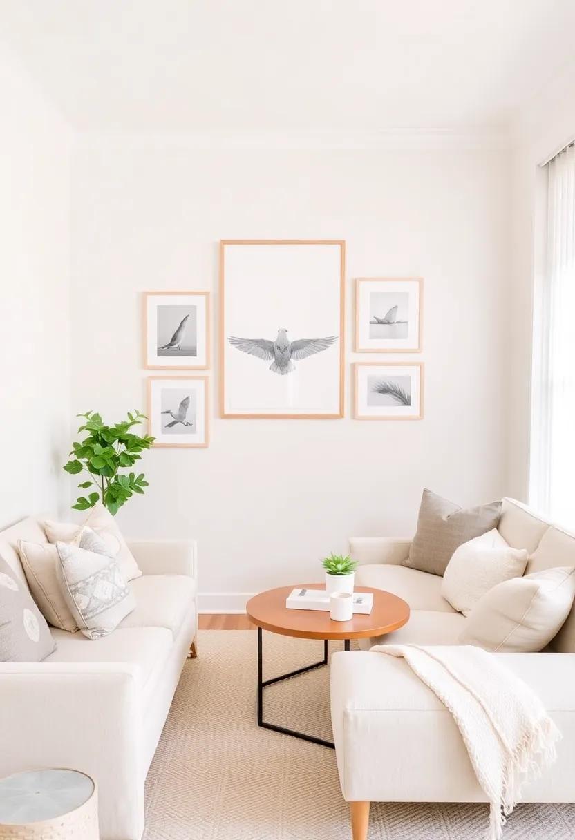 Floating Frames: Hang floating ⁣frames ‍in varying sizes with light-toned artwork to add‌ visual interest and ‍maintain⁤ a spacious feel