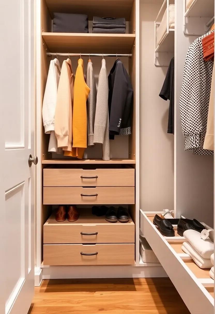 Smart ​Organizers: Incorporate⁤ innovative storage solutions ‍with sliding racks and pull-out drawers to keep your ⁣garments‌ organized while maintaining an effortlessly ⁤chic‍ appearance