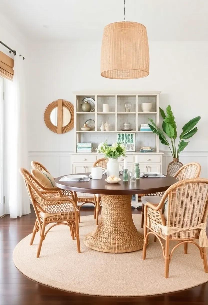 18) Use wicker⁢ or rattan elements⁢ in your dining room, adding texture and a hint of⁣ bohemian ‌allure to your decor